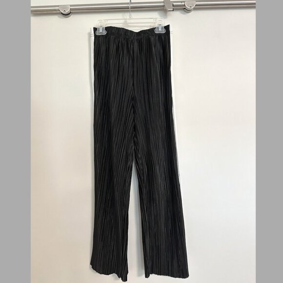 Black Pleated Trousers with white side stripe - Picture 1 of 5